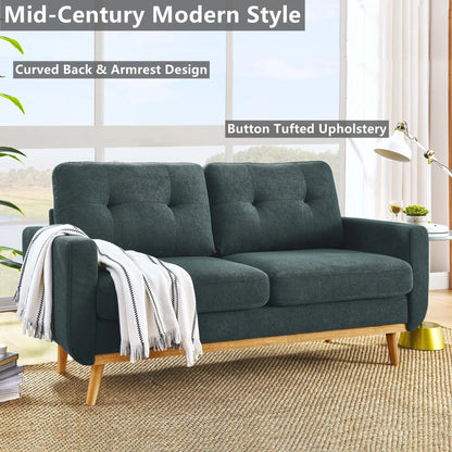 Aukfa 68" Small Sofa Couch Comfy Mid Century Modern Loveseat Sofa for Living Room Bedroom, Cream