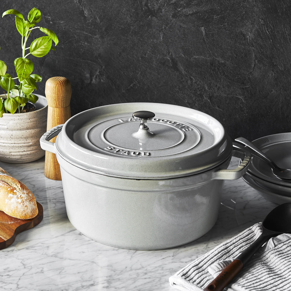 Staub Cast Iron 7-qt Round Cocotte - Grenadine