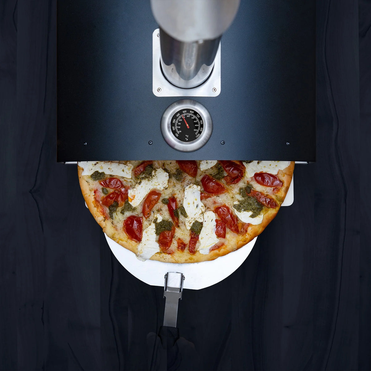Deco Chef Outdoor Pizza Oven with 2-in-1 Pizza and Grill Oven Functionality, 13" Pizza Stone, Portable 3-Layer Stainless Steel Construction, Pizza Peel, Dough Scraper, Scoop, Slotted Grill (Black)
