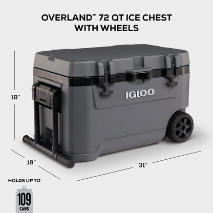 Igloo 72 QT Overland Ice Chest Cooler with Wheels, White