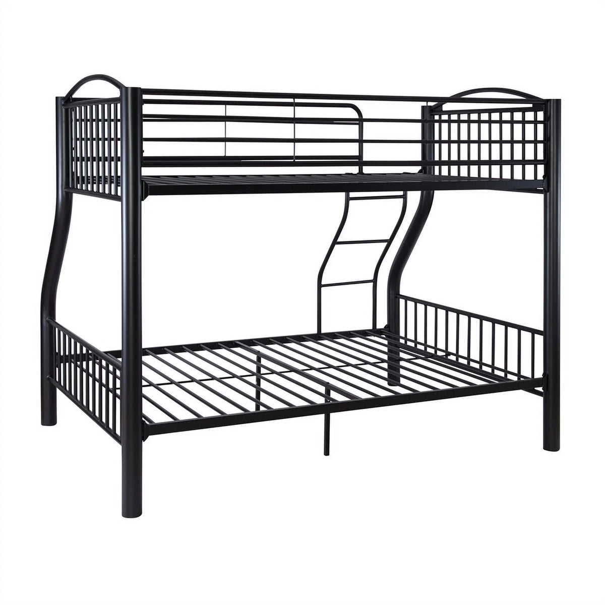 Linon Heavy Metal Twin Over Full Bunk Bed Attached Ladder in White