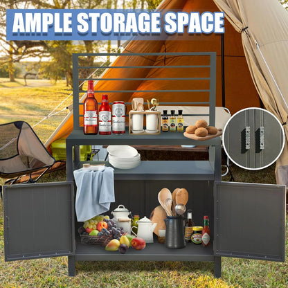 Domi Outdoor Kitchen Series 5-Piece Modular Outdoor Kitchen, Aluminum Storage Islands Sink Table, Corner Bar Cabinet Grill Storage Cabinet with Protective Cover, Outdoor Kitchen for Deck, Patio, Backy