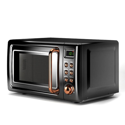 Costway 0.7Cu.ft Retro Countertop Microwave Oven 700W LED Display Glass Turntable Rose Gold