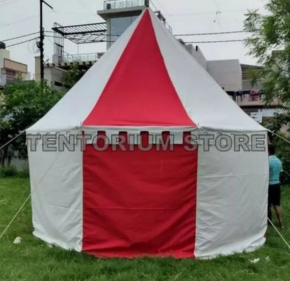 WEEKEND SALE Medieval Round Pavilion Red & White 4m Tent Functional water Resistant Camping Tent