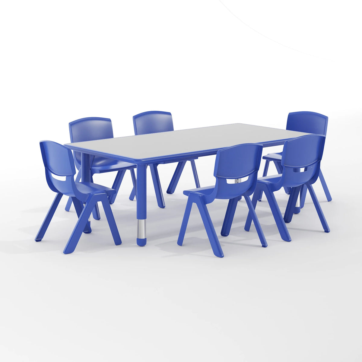 Flash Furniture Emmy Adjustable Classroom Activity Table for Kids with 6 Chairs, Red/Gray