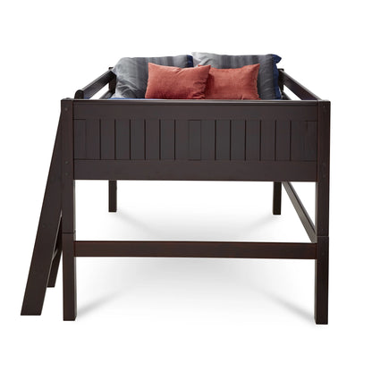 Camaflexi Full Size Low Loft Bed - Panel Headboard - Cappuccino Finish