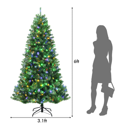 Costway 7ft Pre-lit Hinged Christmas Tree w/ Remote Control & 9 Lighting Modes