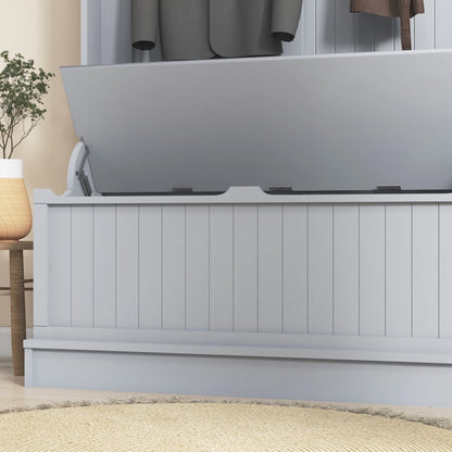 Homiyad 3-In-1 Entryway Bench with Coat Rack, Hall Tree with Bench and Shoe Storage, 5 Hooks for Hallway