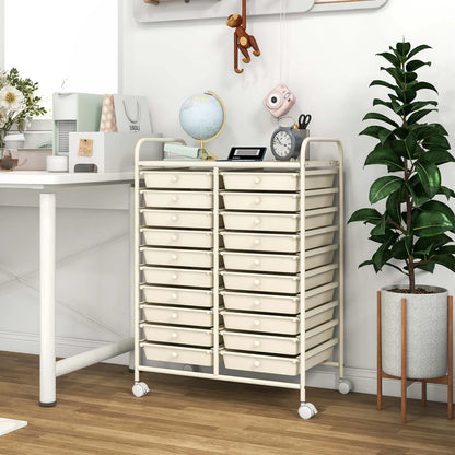 Costway 20 Drawer Rolling Storage Cart Tools Scrapbook Paper Office School Organizer Yellow