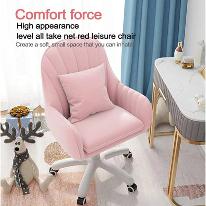 Home Office Chair Computer Chair with Mid-Back Upholstered Modern Tufted Computer Task Chair Swivel Height Adjustable Velvet Accent Chair. White