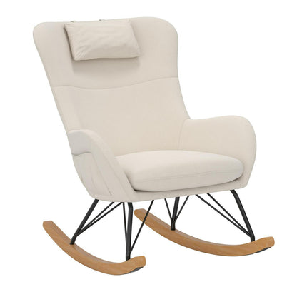 Baby Relax Robbie Rocker with Storage Pockets. Beige Linen