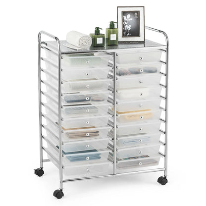 Costway 20 Drawer Rolling Storage Cart Tools Scrapbook Paper Office School Organizer Yellow