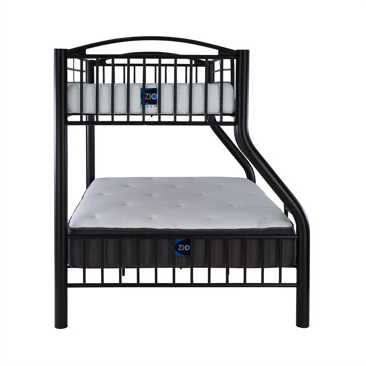 Linon Heavy Metal Twin Over Full Bunk Bed Attached Ladder in White