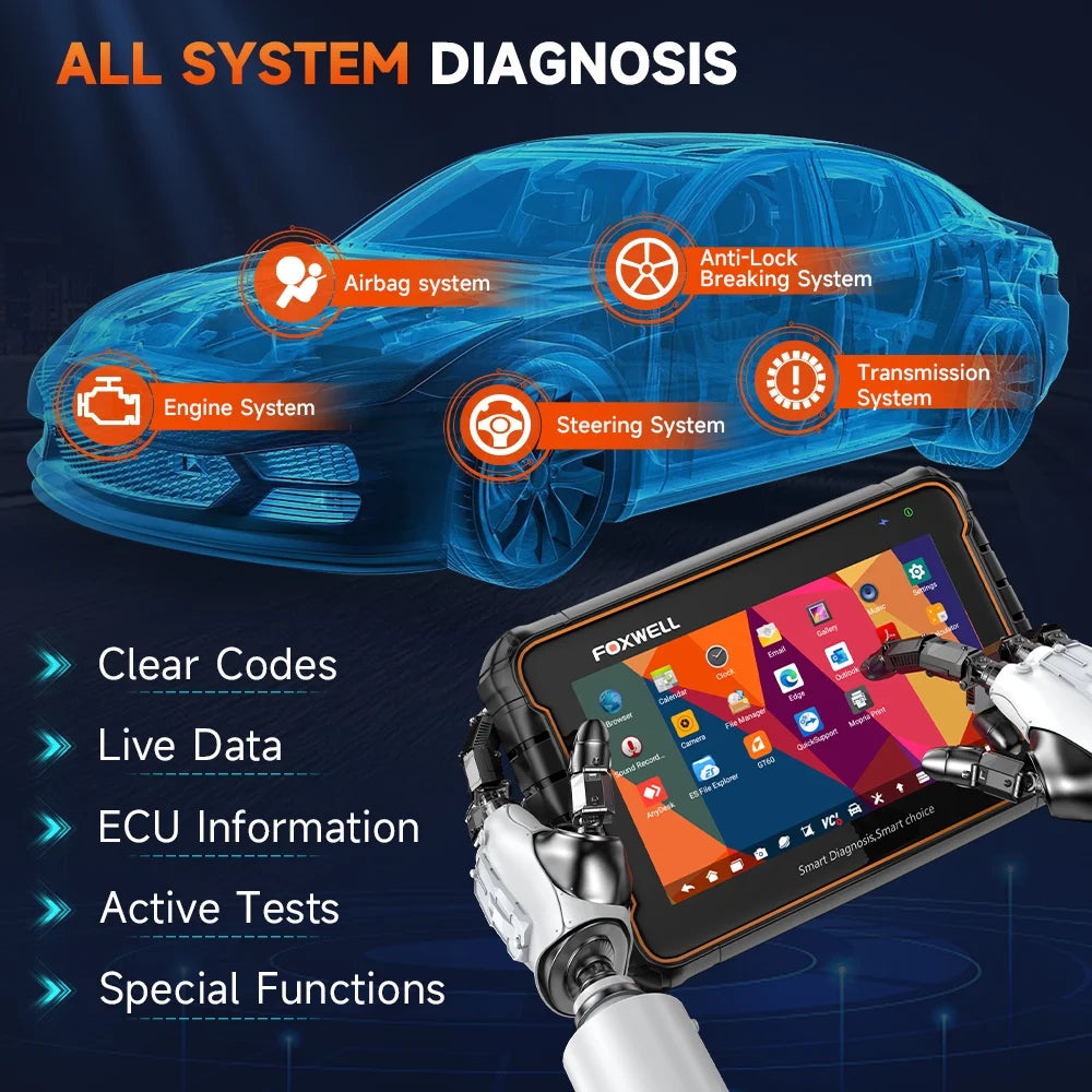 Foxwell GT60 BT Bluetooth OBD2 Scanner All System Automotive Diagnostic Scan Tool 24 Maintenance Functions ABS Bleeding Car Code Reader