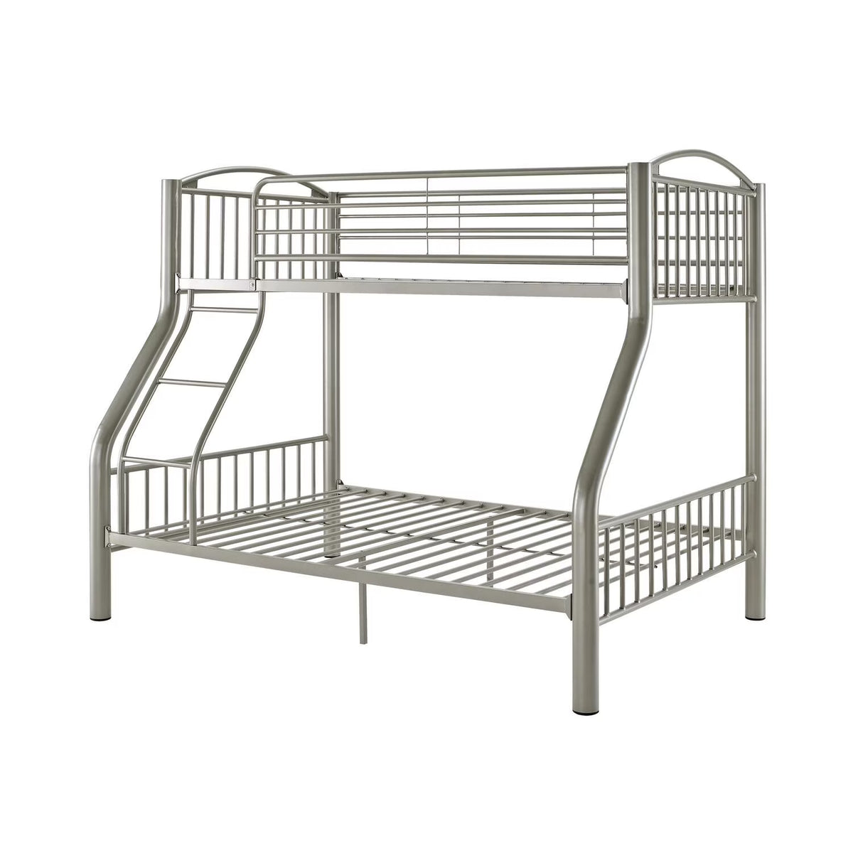 Linon Heavy Metal Twin Over Full Bunk Bed Attached Ladder in White