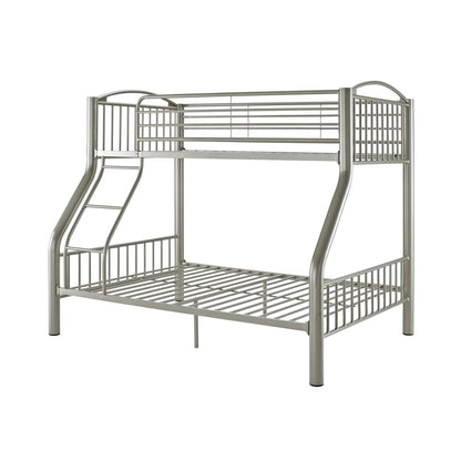 Linon Heavy Metal Twin Over Full Bunk Bed Attached Ladder in White