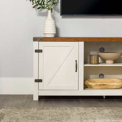 Walker Edison Modern Farmhouse Barn Door TV Stand for TVs up to 65", Grey Wash