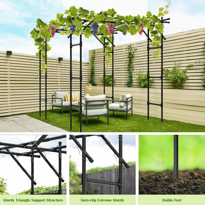 Slsy Tall Garden Arch Trellis for Climbing Plants, 79'' L x 79'' W x 79'' H Large Grape Vine Support Arch Arbor Trellis Plastic-Coated Metal Garden Arch Trellis for Climbing Plants