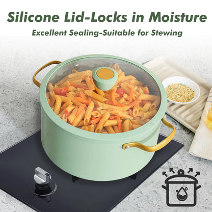 SENSARTE Nonstick Pots and Pans Set, 18Pcs Non Stick Cookware Sets, Induction Kitchen Cookware Sets Green