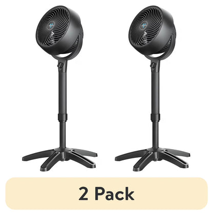 (2 pack) Vornado 683 Medium Pedestal Whole Room Air Circulator Fan, 3 Speed Control, Adjustable Standing Height, 32 to 38 Inches, Black