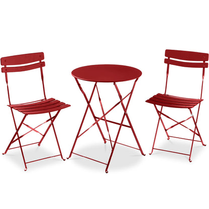 Best Choice Products 3-Piece Small Bistro Set, Folding Patio Furniture Set of 2 Chairs and Table - Black
