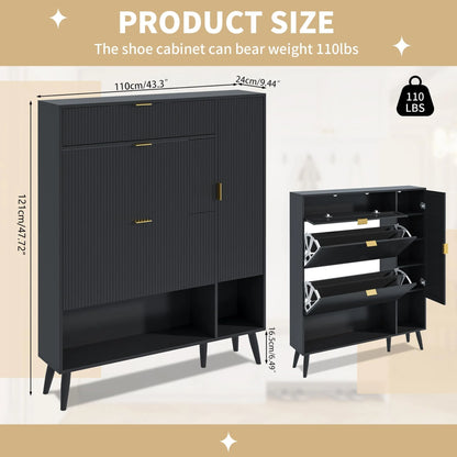 Shoe Cabinet with Drawers, slim storage cabinets, entryway shoe storage cabinets
