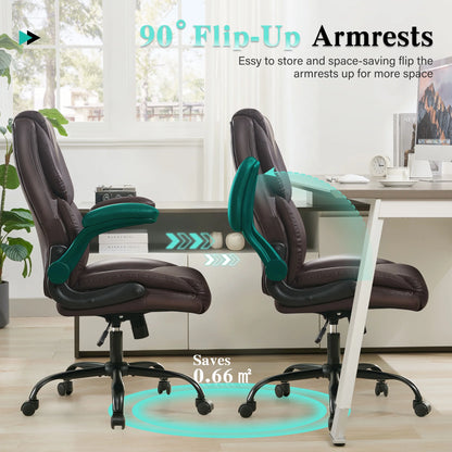 JONPONY Big and Tall Office Chair Wide Seat Ergonomic Computer Desk Chair High Back Executive Leather Chair Adjustable Task Chair Lumbar Back Support 8 Hours Heavy Duty Design,Black