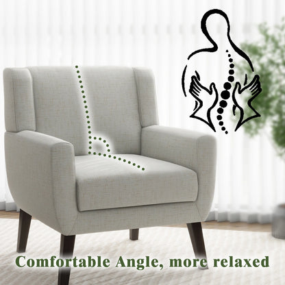 DREAMSIDEA Accent Chair Set of 2 Living Room Chair Linen Upholstered Comfortable Armchair Modern Chairs for Living Room Bedroom Indoor Furniture, Beige