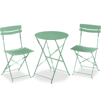 Best Choice Products 3-Piece Small Bistro Set, Folding Patio Furniture Set of 2 Chairs and Table - Black