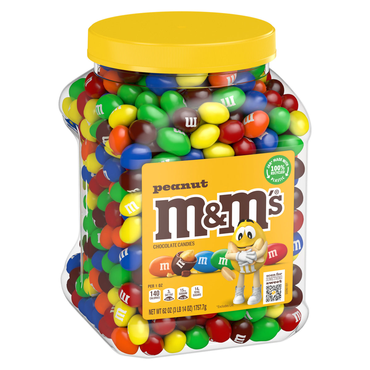 M&M's Chocolate Candy, Peanut, 62 oz Jar