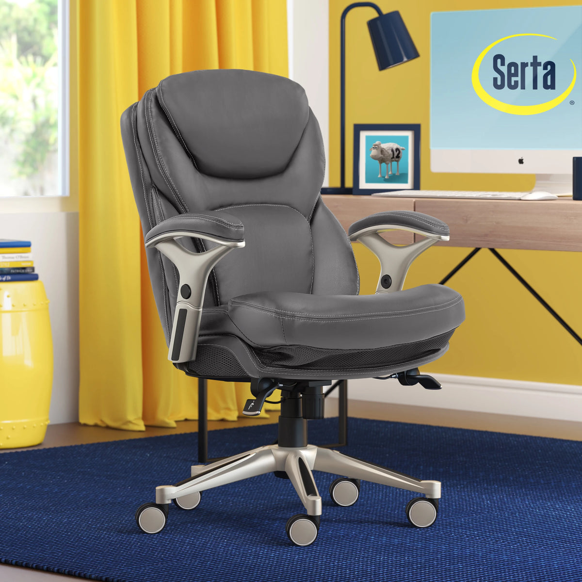 Serta Back in Motion Technology Fabric Executive Office Chair, Light Gray