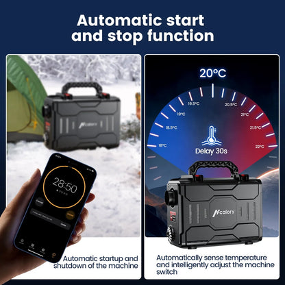 HCALORY Diesel Air Heater, 12V 8KW All-In-One Portable Handheld Toolbox with Bluetooth APP Control and LCD Monitor for Car Trucks Boat Bus RV Trailer Motor-Homes and Camper, Black