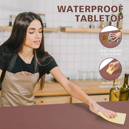 Folding Table with Carry Handle, Portable Fold-in-Half Plastic Table, Rectangle Foldable Table for Indoor