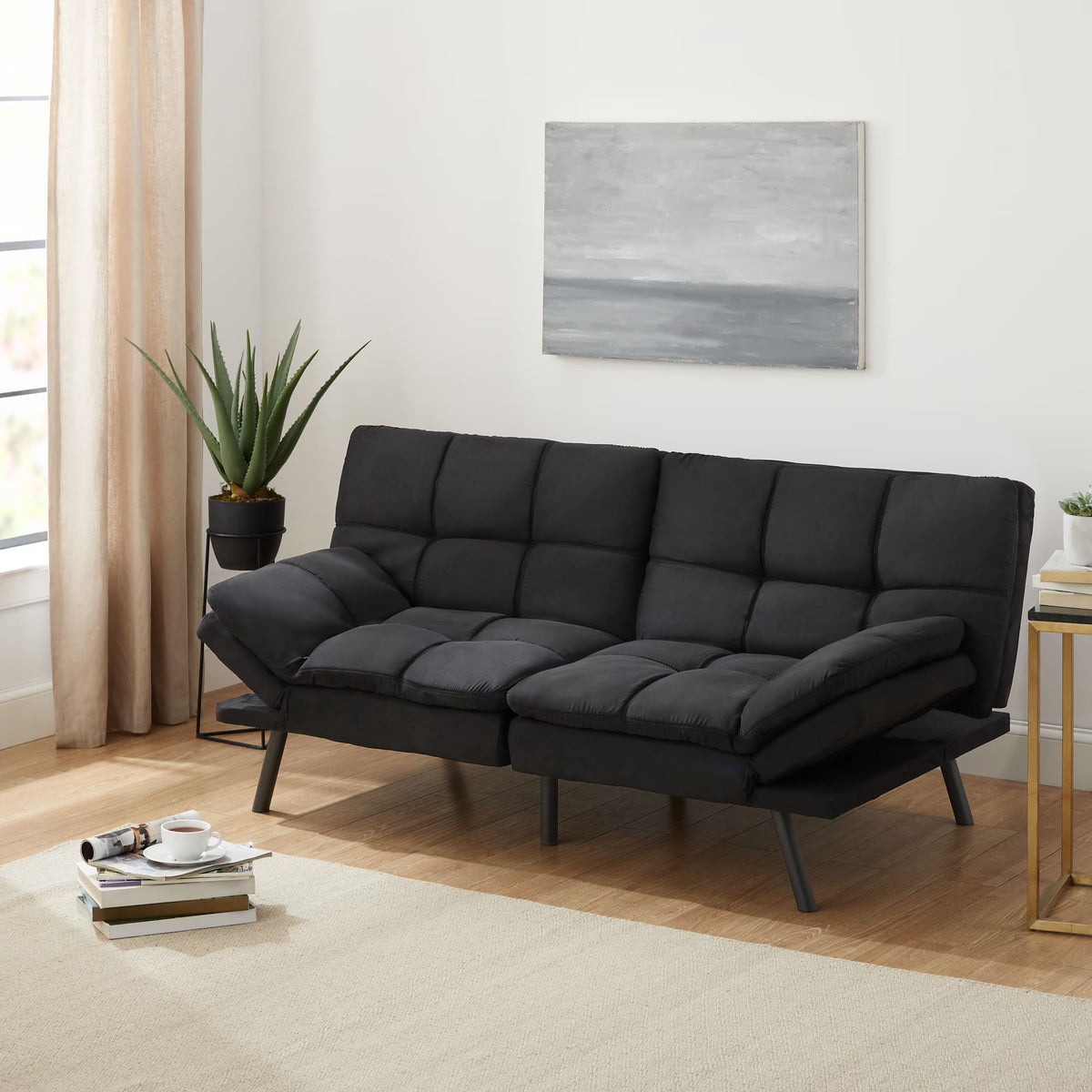 Mainstays Memory Foam Futon with 72",Black