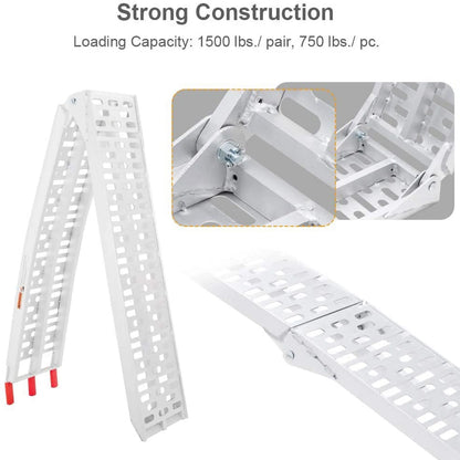 TUFFIOM Aluminum Truck Ramp N/A 7ft Aluminum Folding 1500 lb Maax Load - Silver