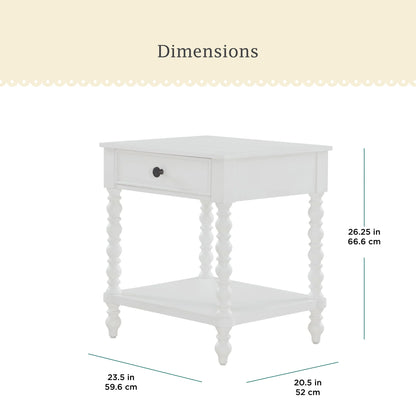 Pioneer Woman Harper Spindle Nightstand with USB Charging Ports, Adults and Teens, White Finish