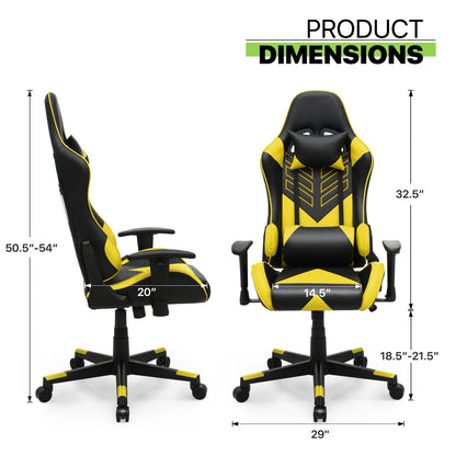 Magshion Ergonomic Gaming Chair, Comfortable Gaming Chair, Computer Chair Leather Desk Chair Adjustable Swivel Gaming Office Chair, Blue