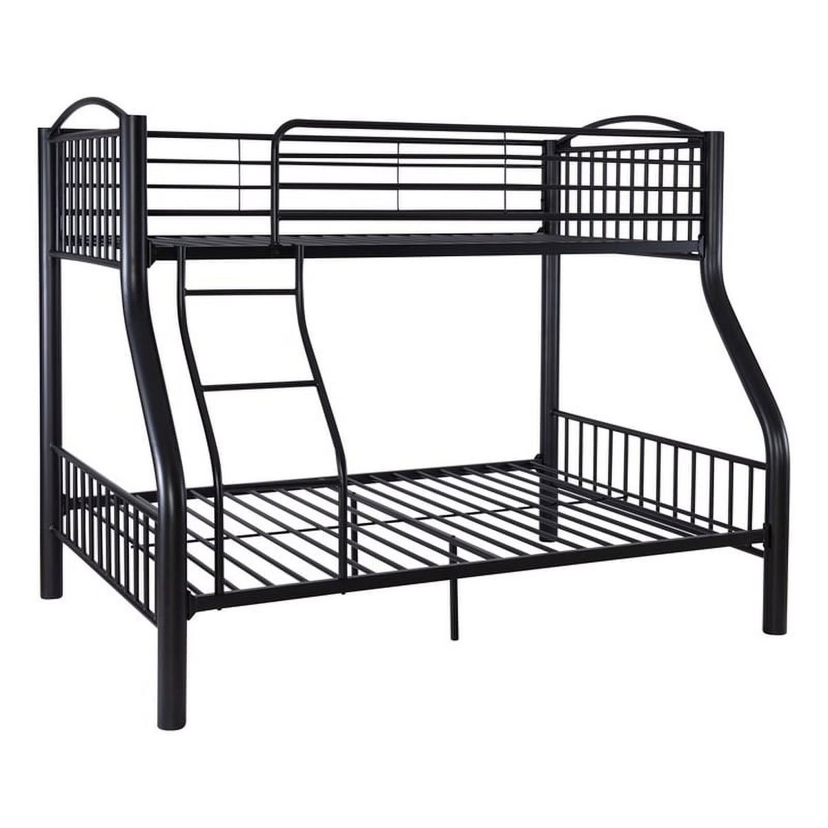 Linon Heavy Metal Twin Over Full Bunk Bed Attached Ladder in White