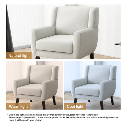 DREAMSIDEA Accent Chair Set of 2 Living Room Chair Linen Upholstered Comfortable Armchair Modern Chairs for Living Room Bedroom Indoor Furniture, Beige