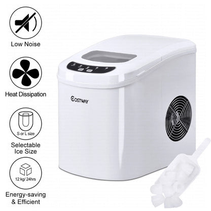 Costway Silver Portable Compact Electric Ice Maker Machine Mini Cube 26lb/Day