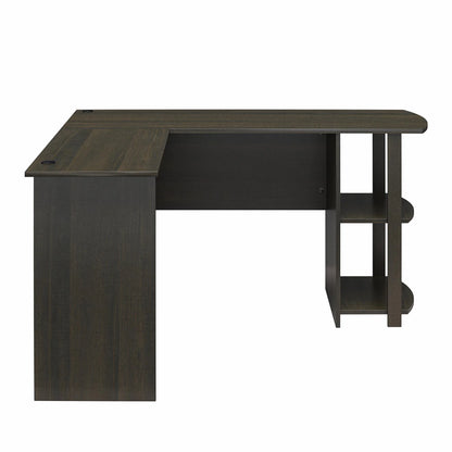 Ameriwood Home L Shaped Desk with Side Storage, Black Oak