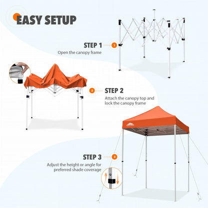 EAGLE PEAK 5x5 Pop Up Canopy Tent Instant Outdoor Canopy Easy Set-up Straight Leg Folding Shelter（Blue）