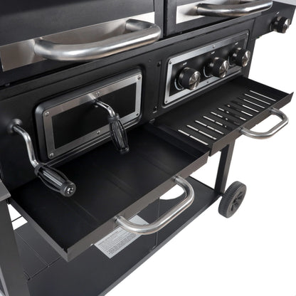 Dual Fuel Gas & Charcoal Combo Grill, Black with Stainless
