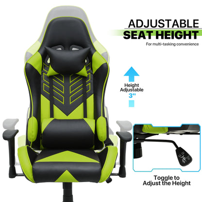 Magshion Ergonomic Gaming Chair, Comfortable Gaming Chair, Computer Chair Leather Desk Chair Adjustable Swivel Gaming Office Chair, Blue
