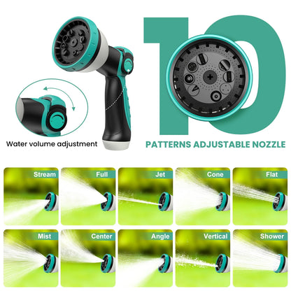 AUOSHI Retractable Garden Hose Reel 1/2" 100ft Automatic Hose Reel with 10 Function Sprayer Nozzle Wall Mount 180 Deg Swivel Bracket Hose Reel with Any Length Lock Slow Return System