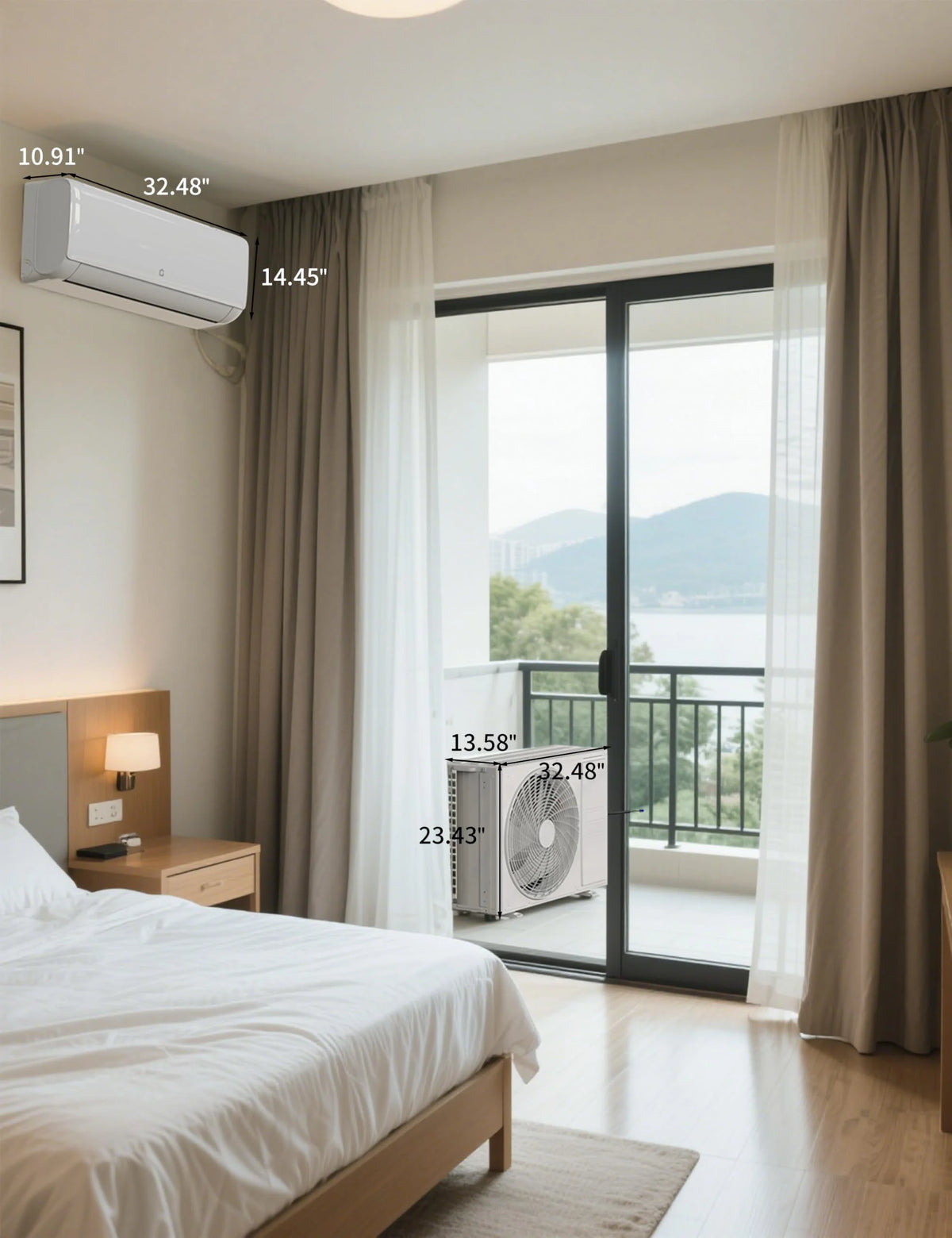 9000 BTU Split Air Conditioner, SEER 18.5, WiFi Enabled 230V AC Unit with Energy Efficient Inverter, Cools/Heats 450 Sq.Ft, Pre-Charged System, White