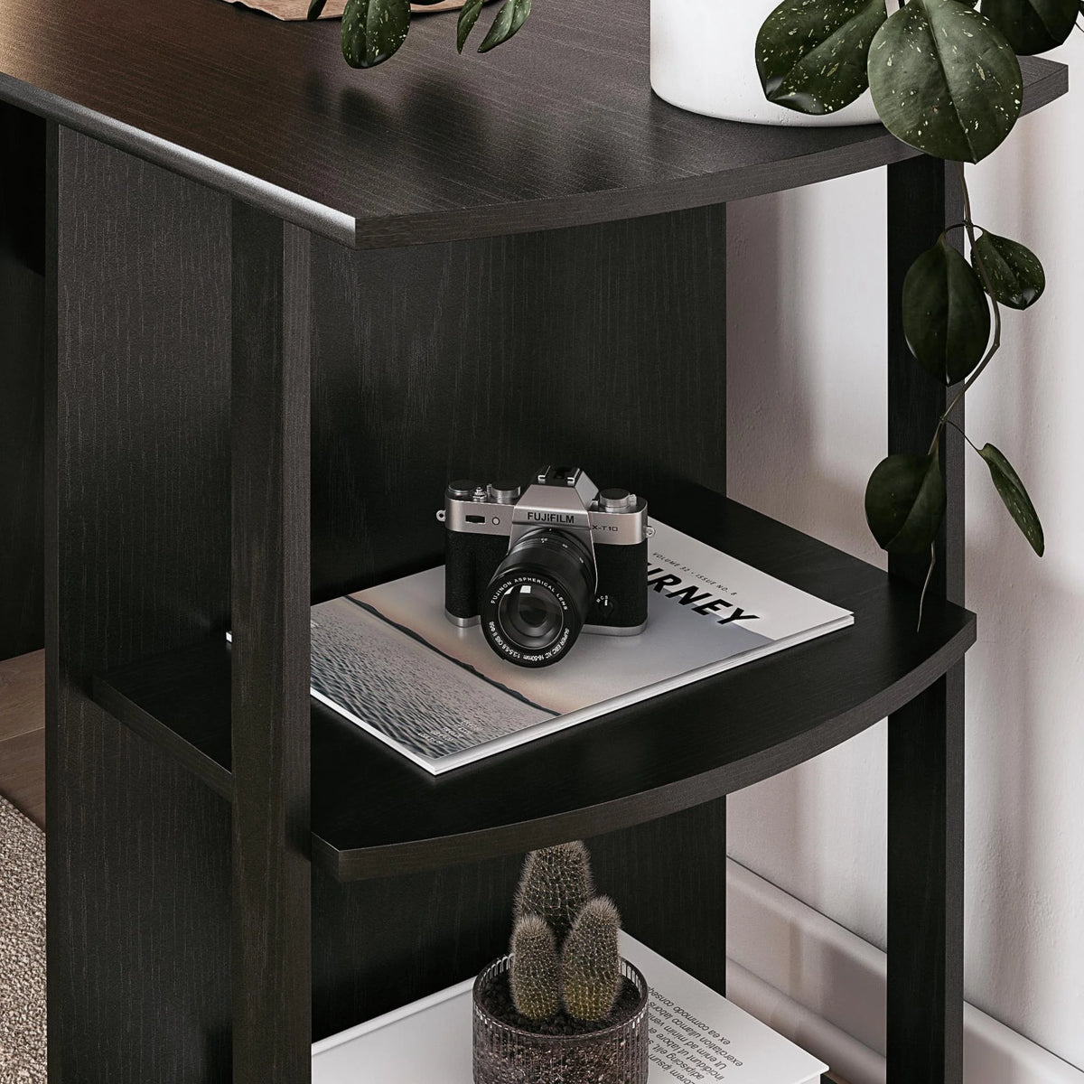 Ameriwood Home L Shaped Desk with Side Storage, Black Oak