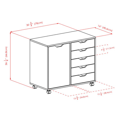 Winsome Halifax 5-Drawer, Side Storage Mobile Cabinet 10630, White Finish
