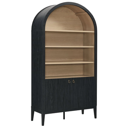 Modway Nolan 74" Tall Arched Storage Display Cabinet Bookshelf in Black