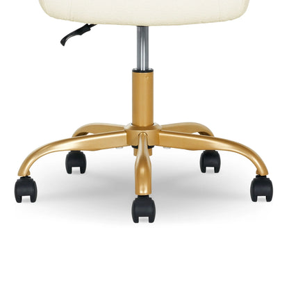 Mainstays Boucl Armless Office Chair for Adults and Teens, Cream